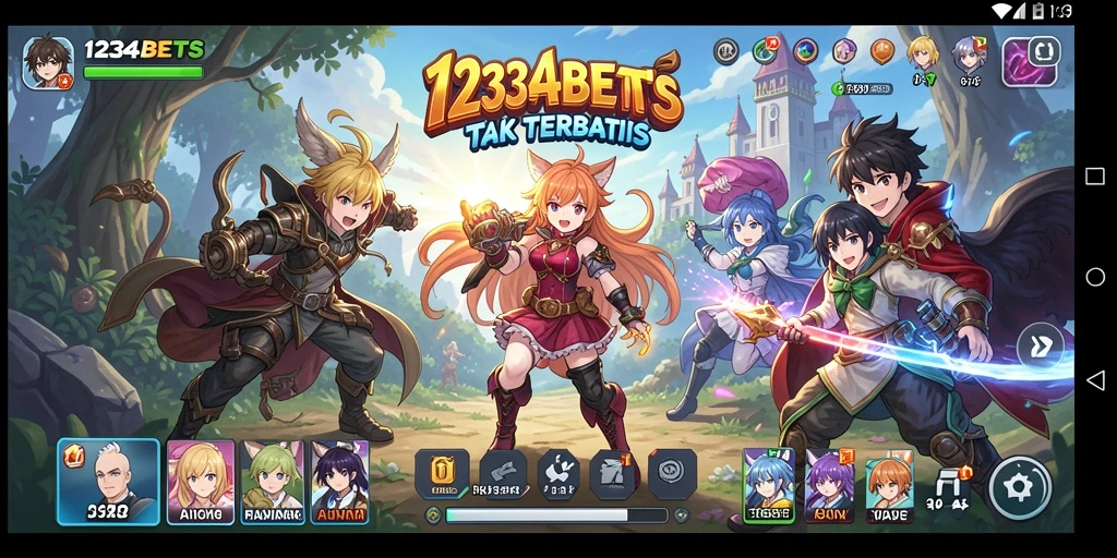 Tampilan gameplay seru dari 1234BETS dengan karakter Anime favorit.