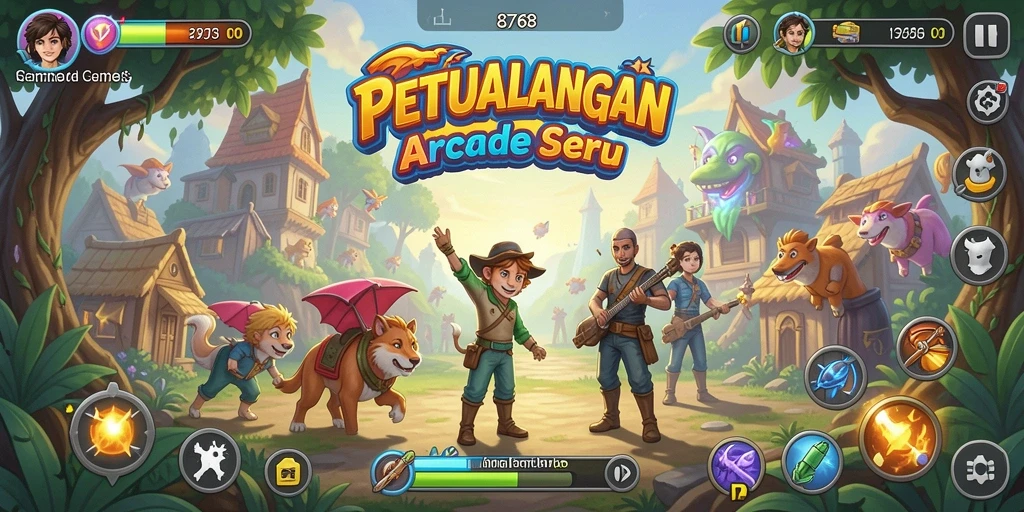 Tampilan gameplay seru dari 8768 dengan tantangan Arcade yang menarik.