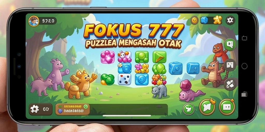 Screenshot utama FOKUS777 menampilkan gameplay puzzle yang menantang dan seru.