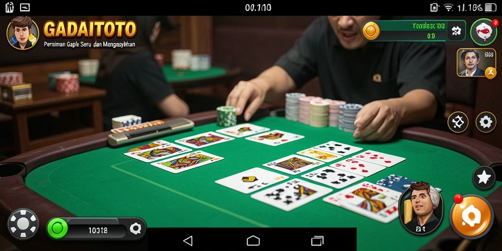 Tampilan gameplay seru dalam GADAITOTO dengan kartu Gaple.