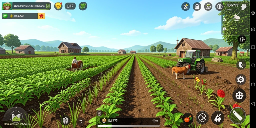 Screenshot gameplay <strong>IDA777</strong> menampilkan aktivitas bertani yang seru dan menyenangkan.
