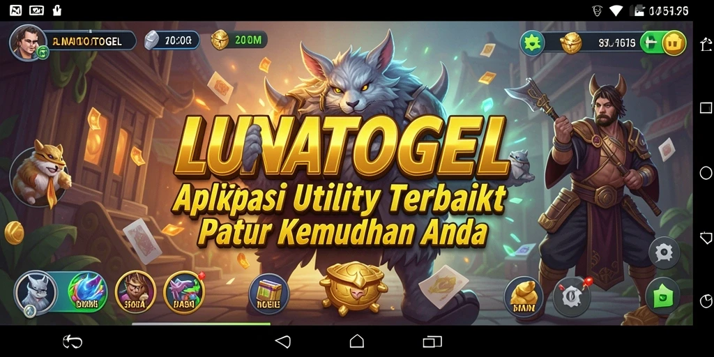 Screenshot LUNATOGEL menampilkan fitur-fitur utama aplikasi Utility.