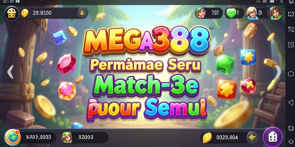 Tampilan gameplay seru di MEGA388 dengan permata berwarna-warni.