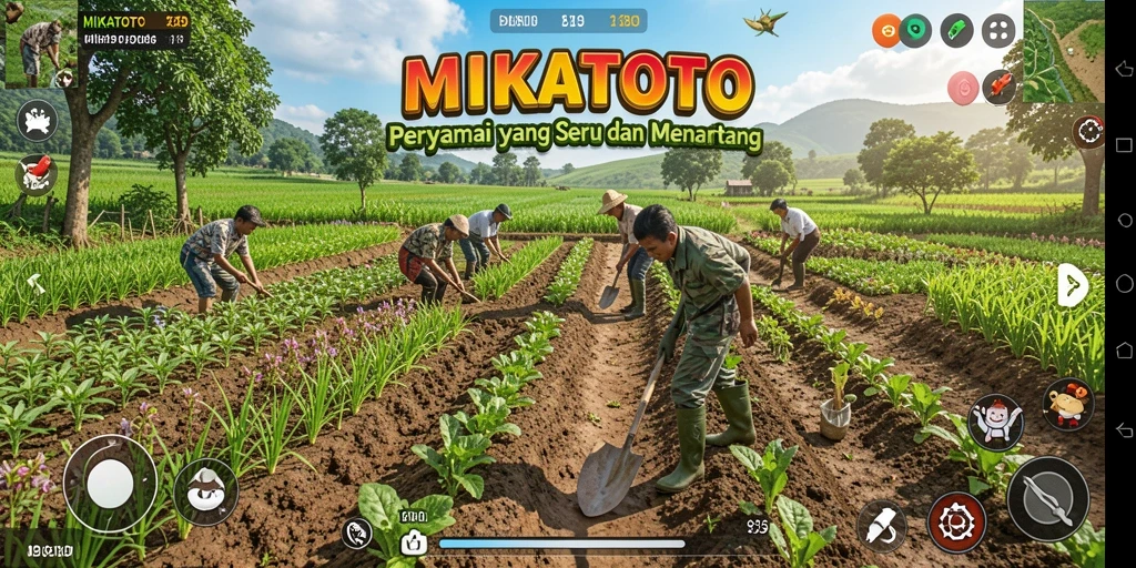 Gameplay seru dalam MIKATOTO saat bertani dan merawat ladang.